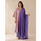 Purple Embroidered Kota Doria Dupatta