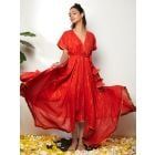 Red Cotton Lurex Dress