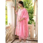 Pink Printed Cotton Suit with Kota Doria Dupatta- Set of 3