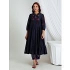 Black Hand Embroidered Chanderi Kurta with Palazzo- Set of 2