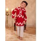Maroon Printed Cotton Kurta with Pajama - Set of 2