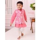 Pink Cotton Kurta with Jacket and Pajama - Set of 3