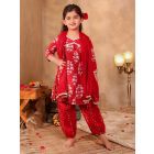 Maroon Printed Cotton Suit - Set of 3
