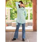 Sea Green Tie and Dye Cotton Mirror Work High Low Shirt