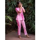 Pink Tie and Dye Cotton Lounge Wear- Set of 2