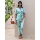 Sea Green Tie and Dye Cotton Lounge Wear- Set of 2