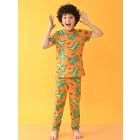 Mustard Yellow Printed Cotton Blend Nightwear- Set of 2