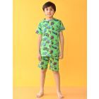 Green Printed Cotton Blend Nightwear- Set of 2