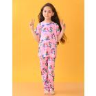 Pink Printed Cotton Blend Nightwear- Set of 2