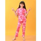 Pink Printed Cotton Blend Nightwear- Set of 2