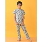 Green Printed Cotton Blend Nightwear- Set of 2