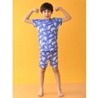 Blue Printed Cotton Blend Nightwear- Set of 2