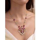 Pink Handcrafted Brass Necklace