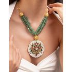 Green Handcrafted Brass Necklace