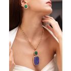 Gold Toned Handcrafted Necklace with Earrings- Set of 2