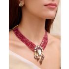 Maroon Handcrafted Brass Necklace