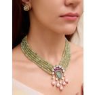Green Handcrafted Brass Necklace