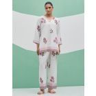 White Hand Block Printed Linen Co-ord Set- Set of 2