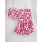 Pink Printed Cotton Top with Sharara - Set of 2