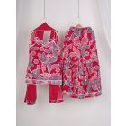 Pink Printed Cotton Sharara Suit - Set of 3