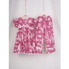 Pink Printed Cotton Kurta with Pants - Set of 2