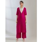 Pink Sequins Work Silk Blend Kurta