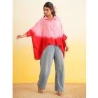 Pink Red Ombre Dyed Muslin Shirt