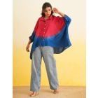 Red Blue Ombre Dyed Muslin Shirt