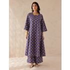 Purple Printed Cotton Kurta and Palazzo- Set of 2