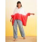 White Red Ombre Dyed Muslin Shirt