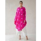 Pink Bandhani Tie and Dye Muslin Kurta with Salwar- Set of 2