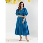 Blue Hand Block Printed Cotton Dress