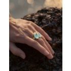 Gold Plated Sky Blue Handcrafted Brass Ring