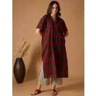 Maroon Bagru Hand Block Printed Cotton Kurta
