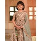 Multicolor Printed Muslin Lehenga Set - Set of 3