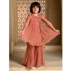 Orange Bandhani Printed Chiffon Kurta with Gharara - Set of 2