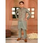 Green Printed Muslin Kurta with Jacket and Pants - Set of 3
