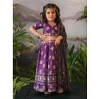 Purple Printed Modal Satin Lehenga Set - Set of 3