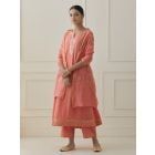 Pink Pittan Hand Embroidered Linen Blend Suit- Set of 3