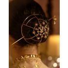 Gold Plated Handcrafted Brass Hair Bun Cuff with Stick