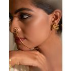 Gold Plated Handcrafted Brass Earrings with Nose Ring - Set of 2