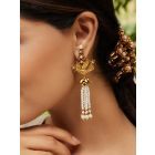 Gold Plated Handcrafted Brass Pearl Earrings