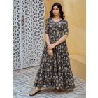 Black Bagru Hand Block Printed Cotton Dress