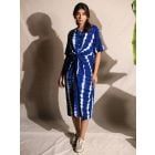 Navy Blue Tie and Dye Rayon Dress