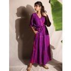 Purple Pink Tie and Dye Rayon Top with Palazzo - Set of 2