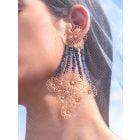 Rose Gold Plated Blue Handcrafted Brass Earrings