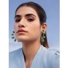 Rose Gold Plated Green Handcrafted Brass Hoop Earrings