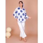 White Blue Hand Block Printed Cotton Shirt