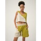 Cream Green Handwoven Cotton Dobby Co-ord Set- Set of 2
