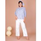 White Blue Hand Block Printed Cotton Shirt